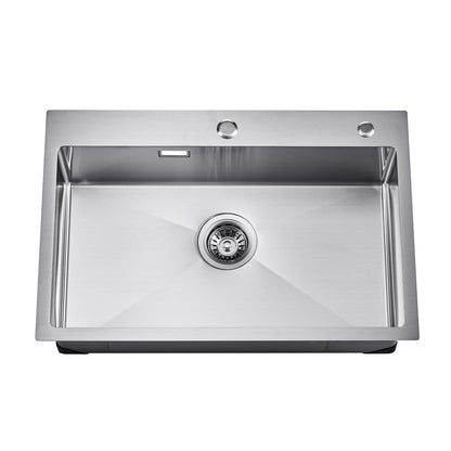 68cm Sink Top Mount Single Bowl Drop-In Basin Stainless Steel Bar
