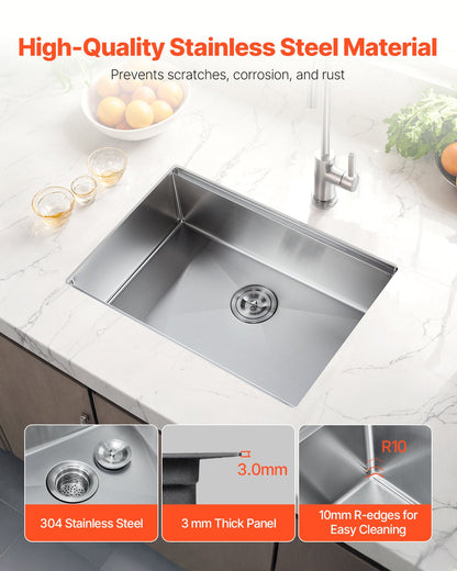 32 inch Kitchen Sink Workstation, 304 Stainless Steel Undermount Sink, Drop-In Single Bowl Farmhouse Basin with Ledge & Multiple Accessories, Household Dishwasher Sinks for RV, Prep Kitchen, Bar