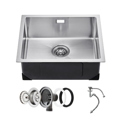 50cm Kitchen Sink Undermount Single Bowl Drop-In Basin Stainless Steel Bar