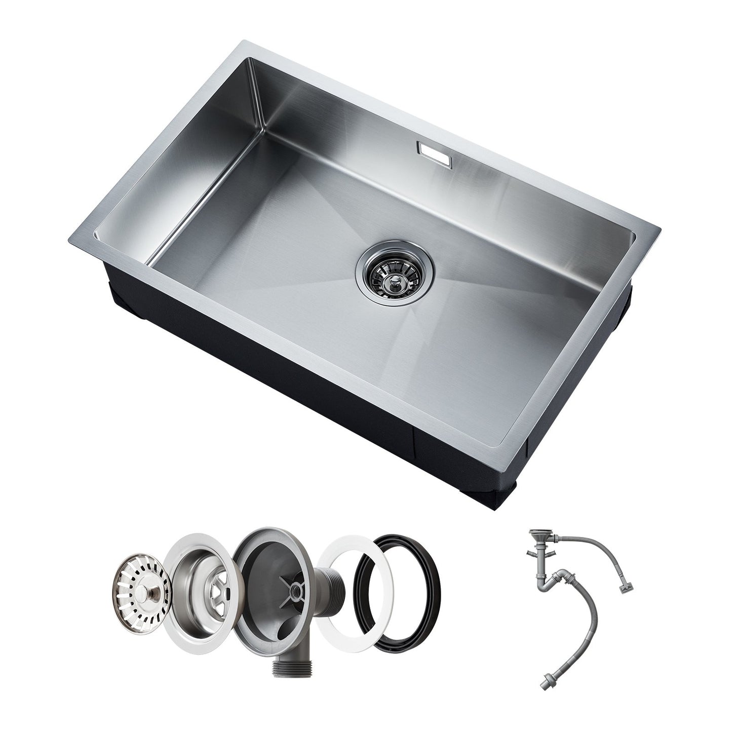 70cm Kitchen Sink Undermount Single Bowl Drop-In Basin Stainless Steel Bar