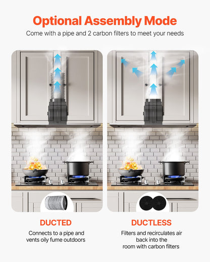 Range Hood Insert, 30 Inch Built-in Kitchen Vent Hood, 800CFM Stainless Steel Stove Hood, with Gesture & Touch Control, LED Light, Baffle Filters, 4-Speed Exhaust Fan, Ducted/Ductless Convertible