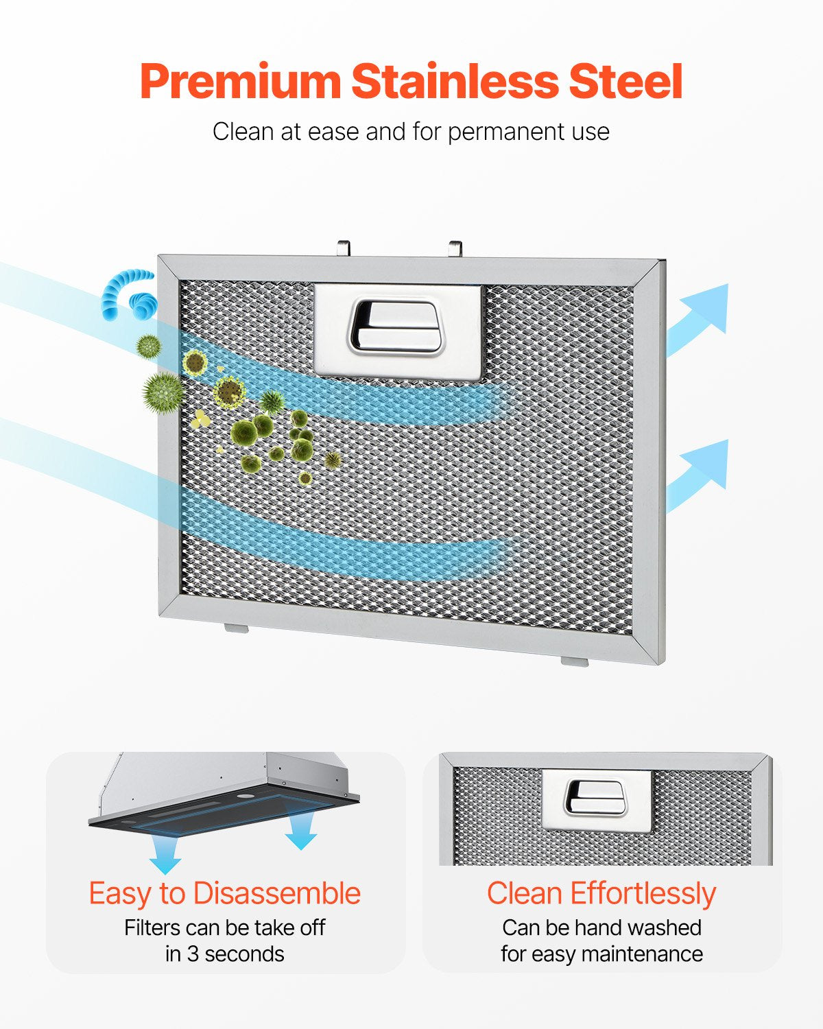 Range Hood Insert, 30 Inch Built-in Kitchen Vent Hood, 800CFM Stainless Steel Stove Hood, with Gesture & Touch Control, LED Light, Baffle Filters, 4-Speed Exhaust Fan, Ducted/Ductless Convertible