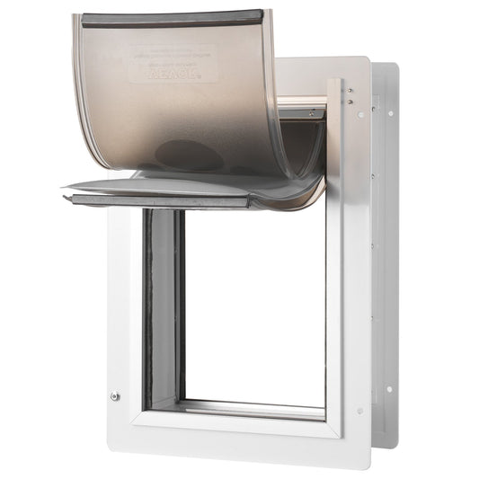 Pet Dörr för vägg med lås och 3 magnetiska flikssystem metallram Medium