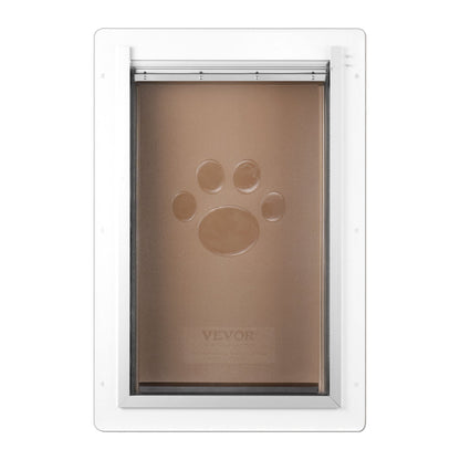Pet Door, 9.29" x 13.19" Metal Frame with Lock and 3-Flap System, Weatherproof Doggy Door, Easy to Install in Interior or Exterior Walls, Pet Door Suitable for Cat Doggie Kitties (White-Small)