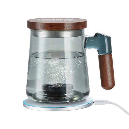 Hydrogen Water Cup, 400 ml / 14,1 oz Hydrogen Generator, SPE Technology Portable Hydrogen Water Ionizer Machine med trådlös laddningsbas, väterik vattenflaska Glas Health Cup