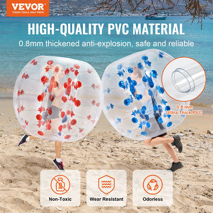 Uppblåsbara Bumper Balls 2-pack, 4FT/1,2M Body Sumo Zorb Balls för tonåring, 0,8 mm tjocka PVC Human Hamster Bubble Balls för utomhusspel för lagspel, Bumper Bopper Leksaker för trädgård, trädgård, park