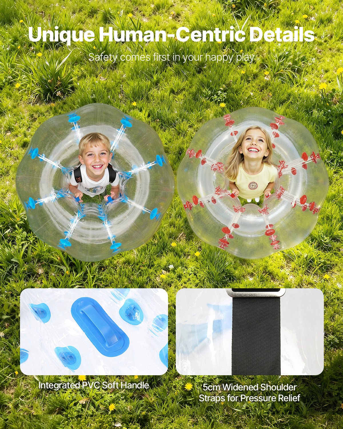 Inflatable Bumper Balls 2-Pack, 4FT/1.2M Body Sumo Zorb Balls for Teen & Adult, 0.8mm Thick PVC Human Hamster Bubble Balls for Outdoor Team Gaming Play, Bumper Bopper Toys for Garden, Yard, Park