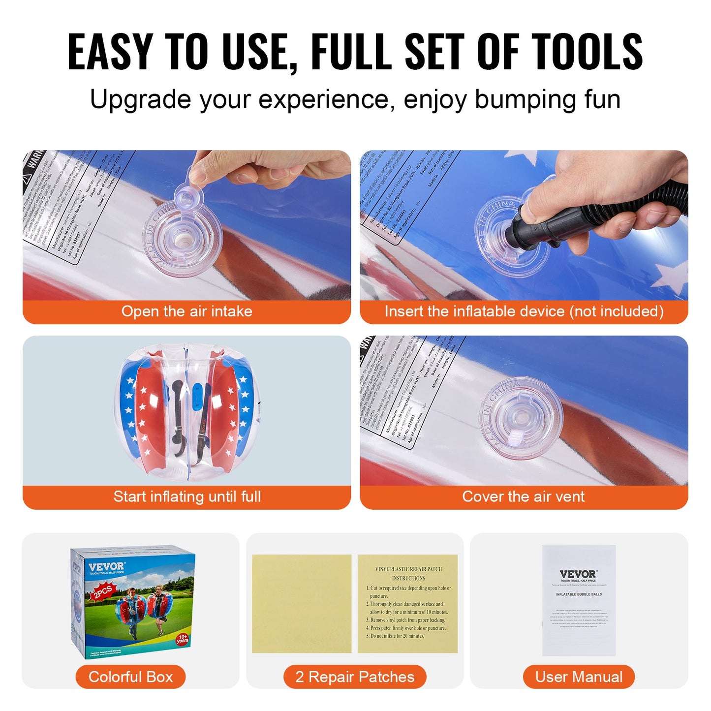 Aufblasbare Bumper Balls, 2er-Pack, 1,2 m lange Body Sumo Zorb-Bälle für Kinder und Jugendliche, langlebige PVC-Bubble-Bälle in Form menschlicher Hamster für Teamspiele im Freien, Bumper-Bopper-Spielzeug für Spielplatz, Garten, Park