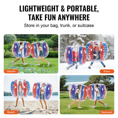 Aufblasbare Bumper Balls, 2er-Pack, 1,2 m lange Body Sumo Zorb-Bälle für Kinder und Jugendliche, langlebige PVC-Bubble-Bälle in Form menschlicher Hamster für Teamspiele im Freien, Bumper-Bopper-Spielzeug für Spielplatz, Garten, Park