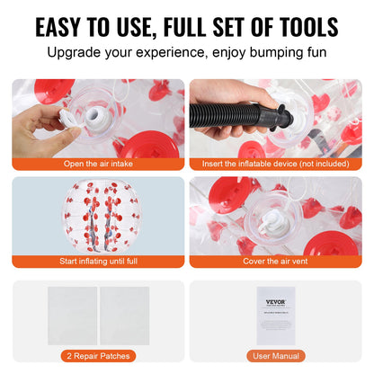 Aufblasbarer Bumper Ball, 1 Packung, 4 Fuß/1,2 m Body Sumo Zorb Bälle für Jugendliche und Erwachsene, 0,8 mm dicke PVC-Bubble-Bälle für menschliche Hamster für Teamspiele im Freien, Bumper Bopper-Spielzeug für Hof, Garten, Park