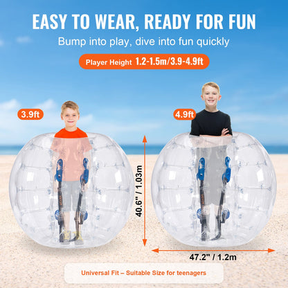 Aufblasbare Bumper Balls, 2er-Pack, 1,2 m lange Body Sumo Zorb-Bälle für Teenager, 0,8 mm dicke PVC-Bubble-Bälle für menschliche Hamster für Teamspiele im Freien, Bumper-Bopper-Spielzeug für Garten, Hof, Park