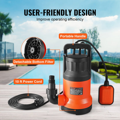 Submersible Utility Pump Sump Pump 700W 4148 GPH 33 ft Head water pump