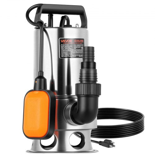 0.68 HP Submersible Sump Pump, 4000 GPH, Stainless Steel Submersible Sewage Dirty Clean Water Pump with Automatic Float Switch, Long Cord, 30 ft Max Lift, for Pools, Garden, Flooded Basement