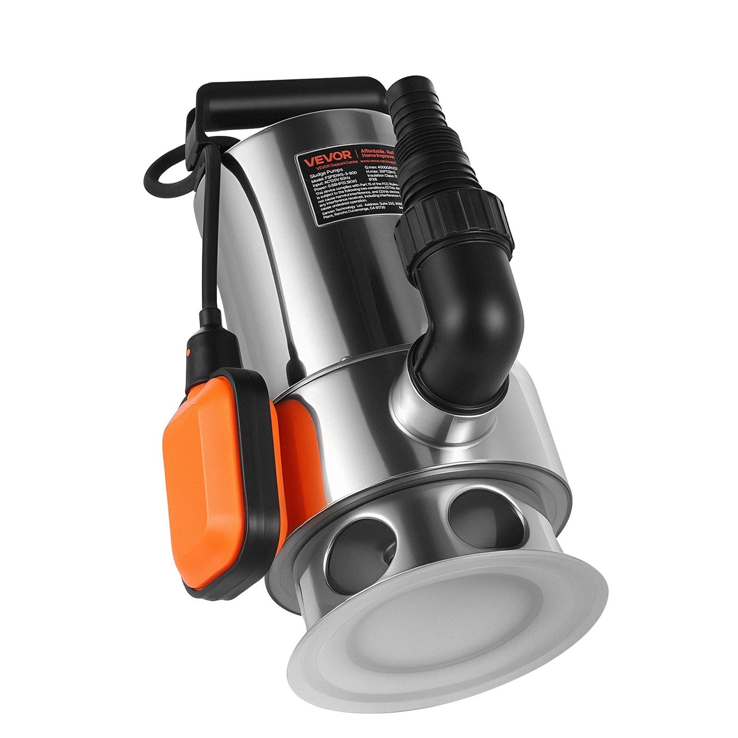 0.68 HP Submersible Sump Pump, 4000 GPH, Stainless Steel Submersible Sewage Dirty Clean Water Pump with Automatic Float Switch, Long Cord, 30 ft Max Lift, for Pools, Garden, Flooded Basement