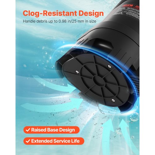 690W dränkbar sumppump, 17500 l/h, PP-GF20 dränkbar avloppspump för smutsigt rent vatten med automatisk flottörbrytare, lång sladd, 9 m maxlyft, för pooler, trädgård, dammar, översvämmade områden |  EU