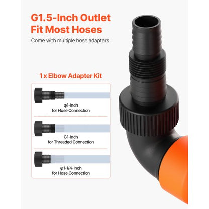 650W dränkbar sumppump, 15000 l/h, PP-GF20 dränkbar avloppspump för smutsigt rent vatten med automatisk flottörbrytare, lång sladd, 8 m maxlyft, för pooler, trädgård, dammar, översvämmade områden |  EU