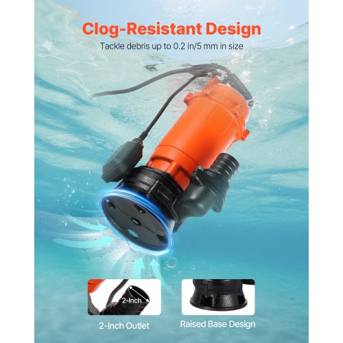 1500W dränkbar avloppspump, 21000 l/h, dränkbar avloppspump i gjutjärn med automatisk flottörbrytare, 18 m maxlyft, dränerar smutsigt rent vatten, för pooler, trädgårdar, dammar, översvämmade områden |  EU