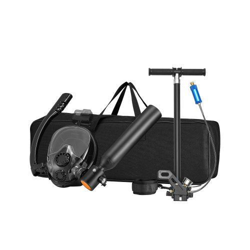 Scuba Tank, 0.5L Portable Diving Tank, Diving Oxygen Cylinder Support 5-10 Minutes Underwater Breathing, 32.81 ft Diving Depth, Refillable Snorkel Air Tank with Pump for Underwater Exploration