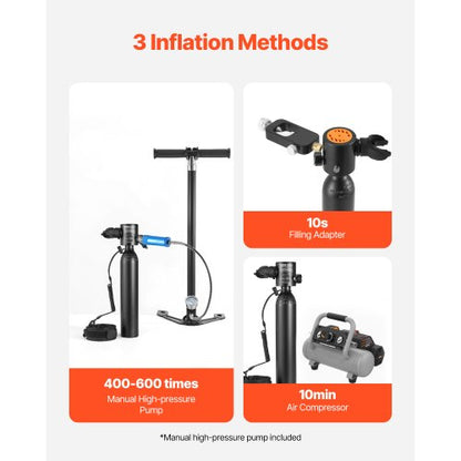 0.5 L Scuba Tank 32.81 ft Diving Depth Lung Tank Kit with Snorkel Mask | EU