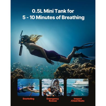 0.5 L Scuba Tank 32.81 ft Diving Depth Portable Diving Tank with Pump | EU