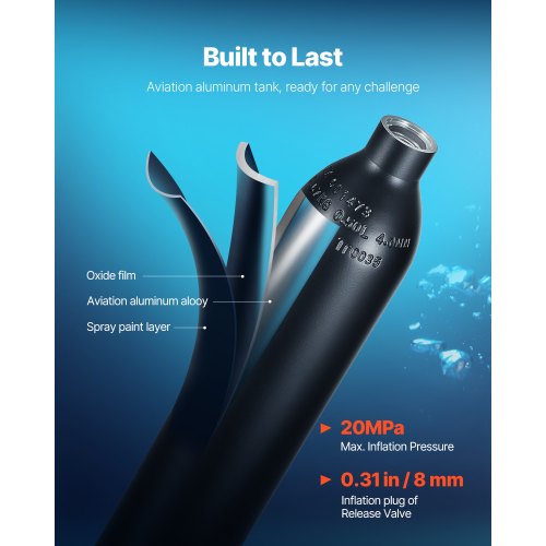 0.5 L Scuba Tank 32.81 ft Diving Depth Portable Diving Tank with Pump | EU