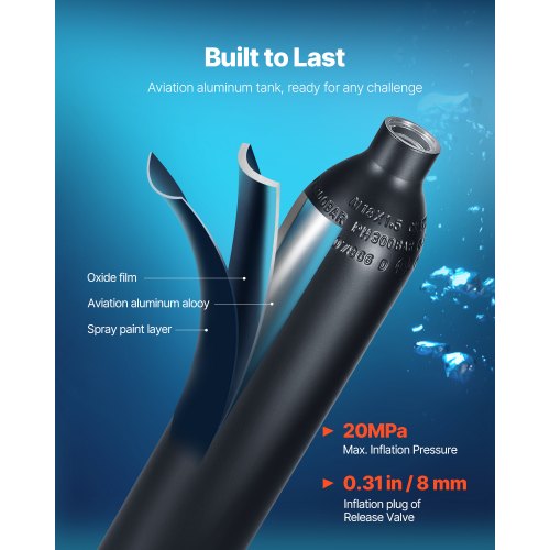 0.5L Scuba Tank 98.43ft Diving Depth Refillable Snorkel Air Tank with Pump | EU