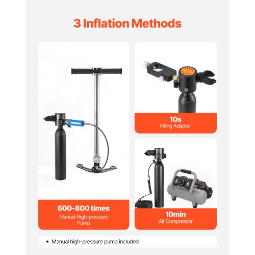 0.5L Scuba Tank 98.43ft Diving Depth Refillable Snorkel Air Tank with Pump | EU