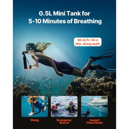 0.5L Scuba Tank 98.43 ft Diving Depth Lung Tank Kit for Exploration | EU