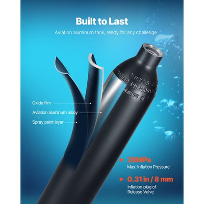 0.5L Scuba Tank 98.43 ft Diving Depth Lung Tank Kit for Exploration | EU