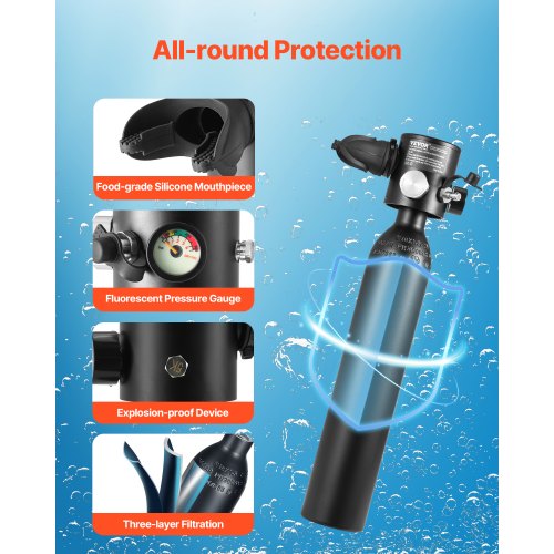 0.5L Scuba Tank 98.43 ft Diving Depth Lung Tank Kit for Exploration | EU