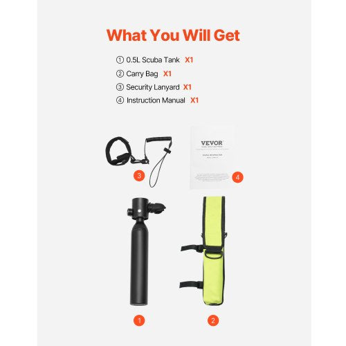 0.5L Scuba Tank 98.43 ft Diving Depth Lung Tank Kit for Exploration | EU