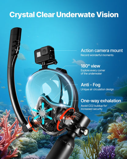 Scuba Tank, 0.5L Portable Scuba Diving Tank, Diving Oxygen Cylinder Supports 5-10 Minutes Underwater Breathing, 98.43 ft Diving Depth, Lung Tank Kit with Snorkel Mask for Underwater Exploration