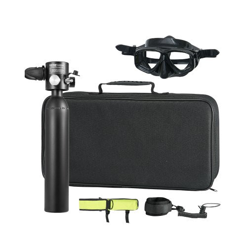Scuba Tank, 0.5L Portable Diving Tank with Pump, Diving Oxygen Cylinder Supports 5-10 Minutes Underwater Breathing, 98.43 ft Diving Depth, Refillable Snorkel Air Tank for Underwater Exploration