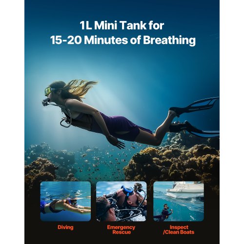 1L Dykflaska 98,43 fot Dykdjup Påfyllningsbar Snorkelluftflaska med Pump |  EU