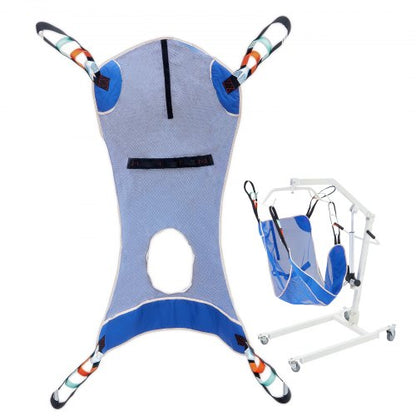 Full Body Patient Lift Sling & Commode Opening, Patient Lift Medical Sling for Safe Bathing, Toileting, Polyester Patient Aid Commode Sling for Elderly Disabled Bedridden, 600LBS (Medium Size)