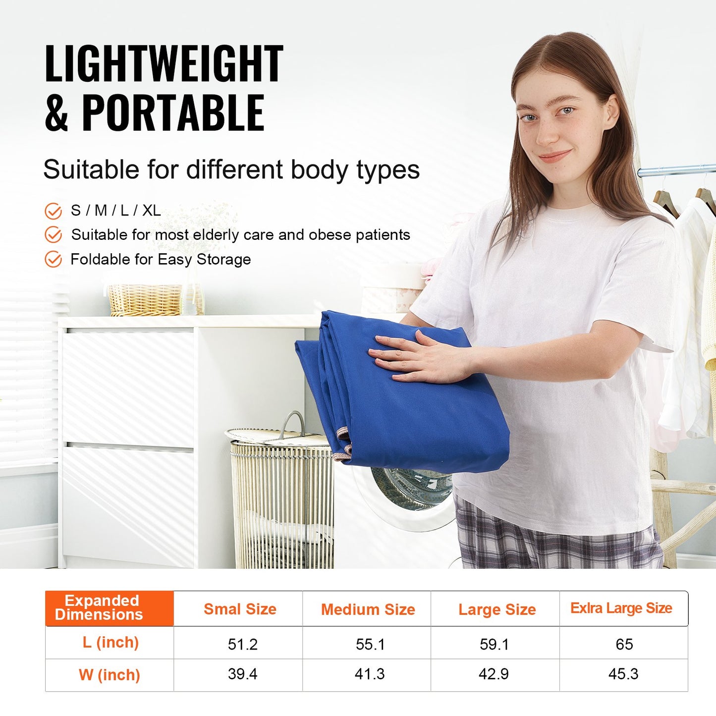 Universal Full Body Patient Lift Sling - Medium, Patient Lift Medical Sling for Easy Transfer and Bathing, Polyester Patient Aid Transfer Sling for Elderly, Disabled, Bedridden, 600LBS Capacity