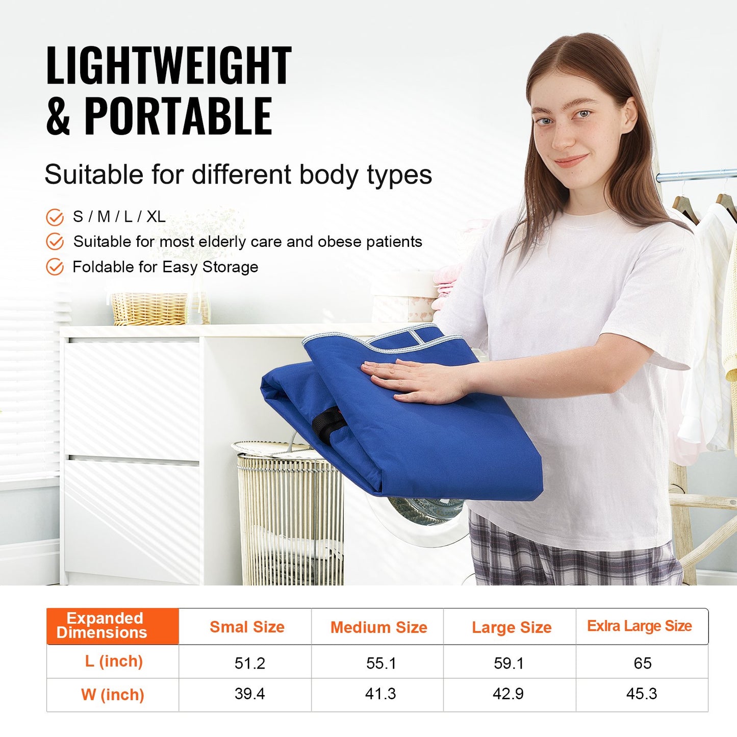 Universal Full Body Patient Lift Sling -Small, Patient Lift Medical Sling for Easy Transfer and Bathing, Polyester Patient Aid Transfer Sling for Elderly, Disabled, Bedridden, 600LBS Capacity
