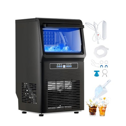 Commercial Ice Maker Machine, 70lbs/24H Ice Maker Machine with 12lbs Storage Capacity, 36 Ice Cubes in 15 Minutes, LED Digital Display Freestanding Self-Cleaning for Bar Office Restaurant