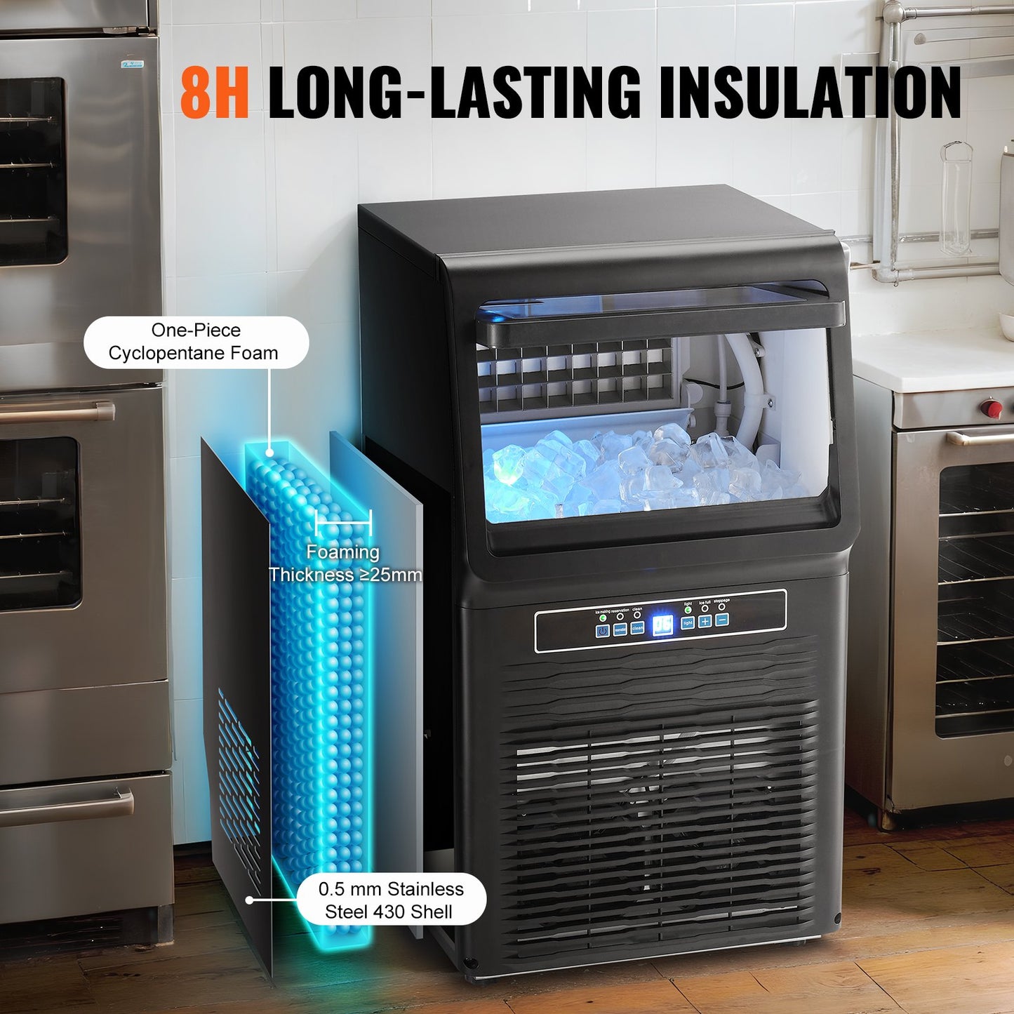 Kommersiell ismaskin Fristående skåpmaskin 70lbs/24H 36 isbitar