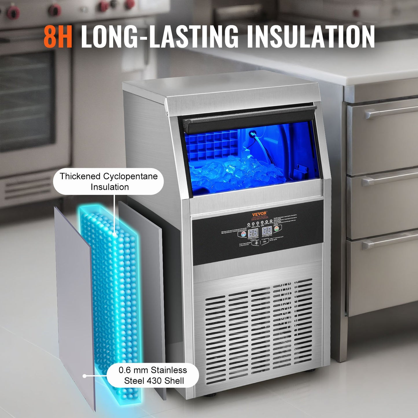 Kommerzielle Eismaschine, freistehende Kabinettmaschine, 80 Pfund/24 Stunden, 40 Eiswürfel