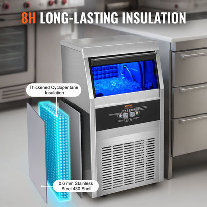 Kommerzielle Eismaschine, freistehende Kabinettmaschine, 80 Pfund/24 Stunden, 40 Eiswürfel