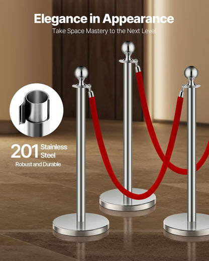 8 pcs Silver Standing Pole 4 Red Velvet Rep Sand Injection Hollow Base