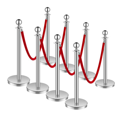 8 pcs Silver Standing Pole 4 Red Velvet Rep Sand Injection Hollow Base