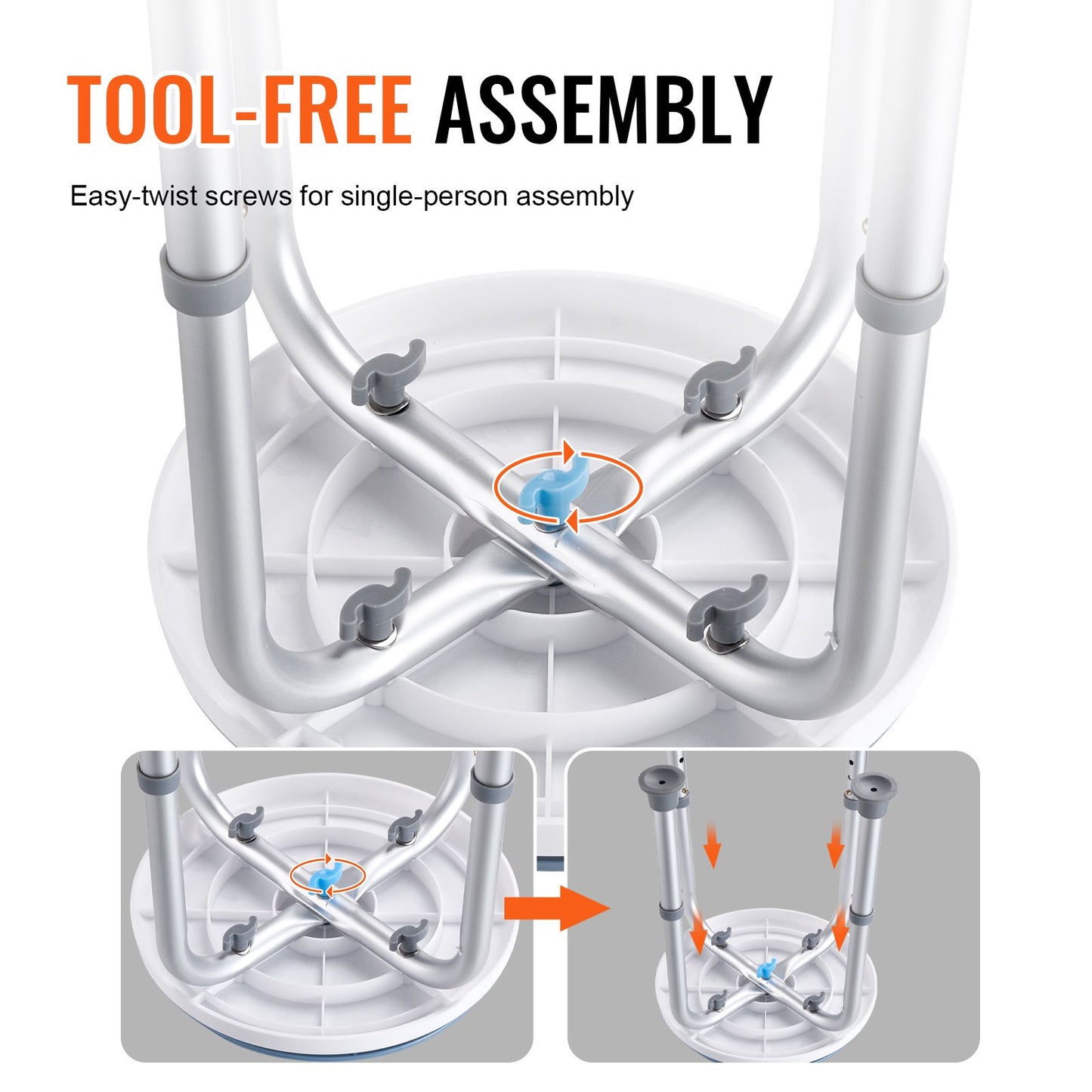 Shower chair 360 degrees rotating, adjustable height Shower stool seat, bath chair for indoor shower or bathtub, non-slip bench Bathtub seat Stool for elderly disabled Handicap, 136.1 kg Capacity