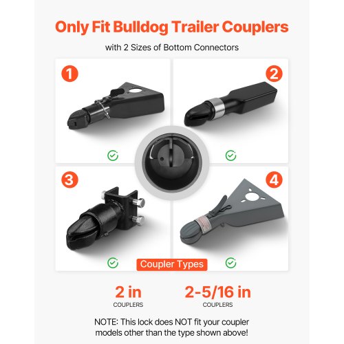 Anhängerkupplungsschloss, passend für 2- und 2-5/16-Zoll-Kupplungen, Hochleistungs-Kupplungsschloss | EU