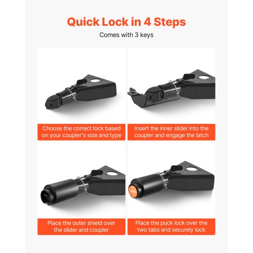 Anhängerkupplungsschloss, passend für 2- und 2-5/16-Zoll-Kupplungen, Hochleistungs-Kupplungsschloss | EU
