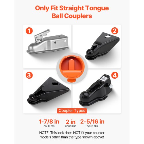 Anhängerschloss passt für 1-7/8 &amp; 2 &amp; 2-5/16 Zoll gerade Hochleistungs-Kugelkopfkupplungen | EU