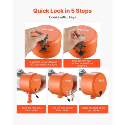 Anhängerschloss passt für 1-7/8 &amp; 2 &amp; 2-5/16 Zoll gerade Hochleistungs-Kugelkopfkupplungen | EU