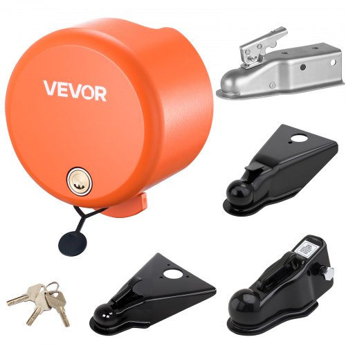 Trailer Lock, Fits 1-7/8, 2 & 2-5/16-Inch Straight Tongue Ball Couplers, Heavy Duty Hitch Lock with 4 Keys Secures Security Chains, Anti-Theft RV Trailer Locks for RV, Trailer, Boat