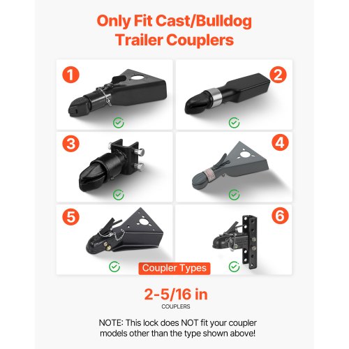 släpvagnslås passar 2-5/16 tum gjutna/bulldog släpvagnskopplingar dragkroklås |  EU